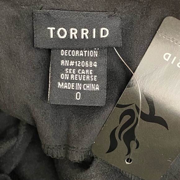 NEW Torrid Black Faux Suede Peplum Top Studded Neckline - Picture 5 of 7